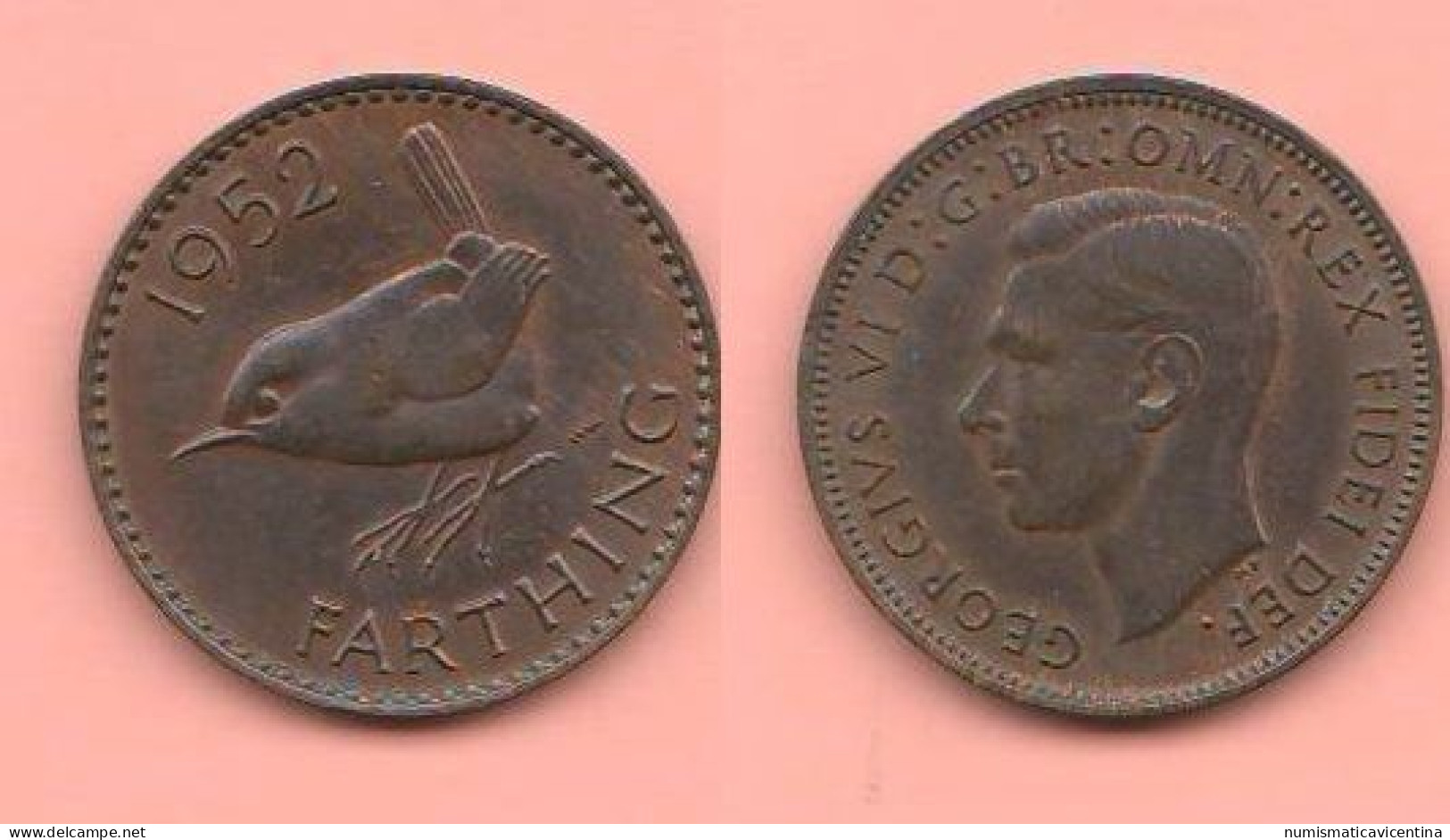 Great Britain Farthing 1952 King Georgius VI° Inghilterra United Kingdom 1 Farthing 1952 Bronze Coin   C 8 - B. 1 Farthing