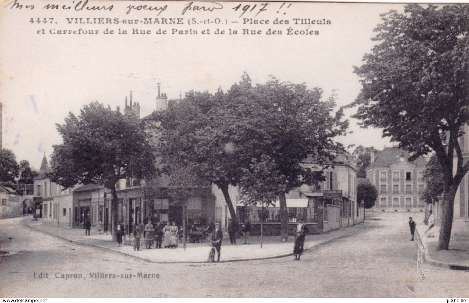 94 - VILLIERS  Sur MARNE -  Place Des Tilleuls Et Carrefour De La Rue De Paris Et De La Rue Des écoles - Villiers Sur Marne