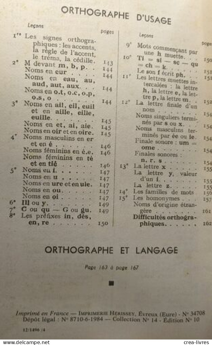 Cours Supérieur D'orthographe - Corrigés Des Exercices - Non Classés