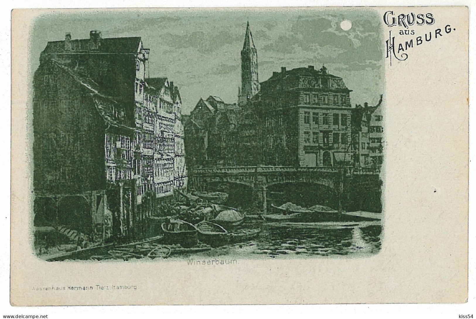 GER 58 - 5740 HAMBURG, Germany, Litho, Bridge & Boats - Old Postcard - Used - 1898 - Harburg