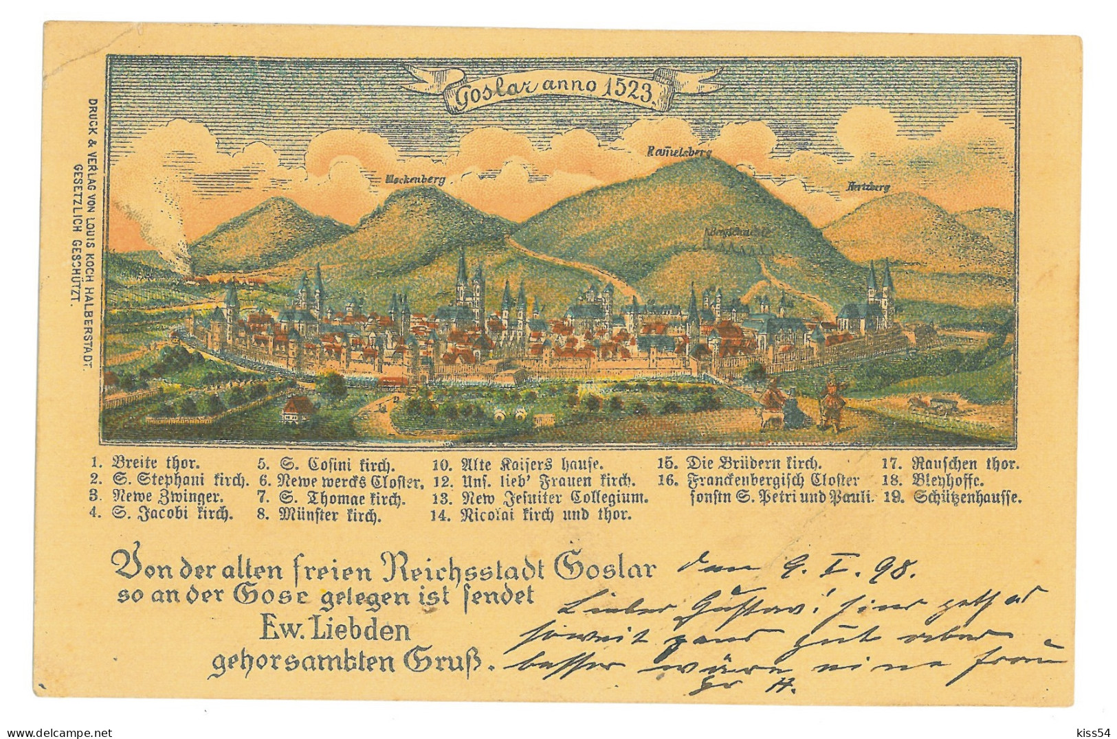 GER 58 - 17207 GOSLAR, Litho, Germany - Old Postcard - Used - 1899 - Goslar