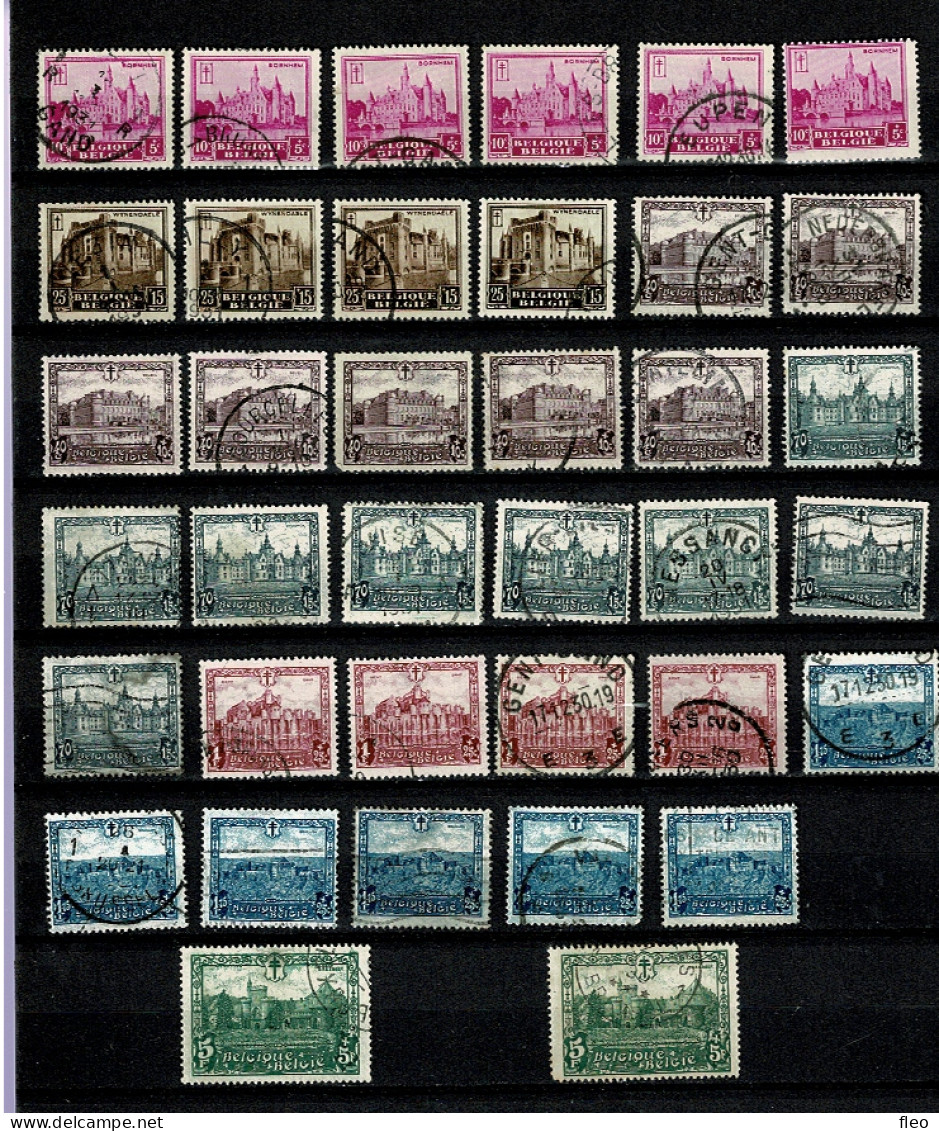 1928 308/314° (lot 37 Timbres) : Kastelen /Les Chateaux - Used Stamps