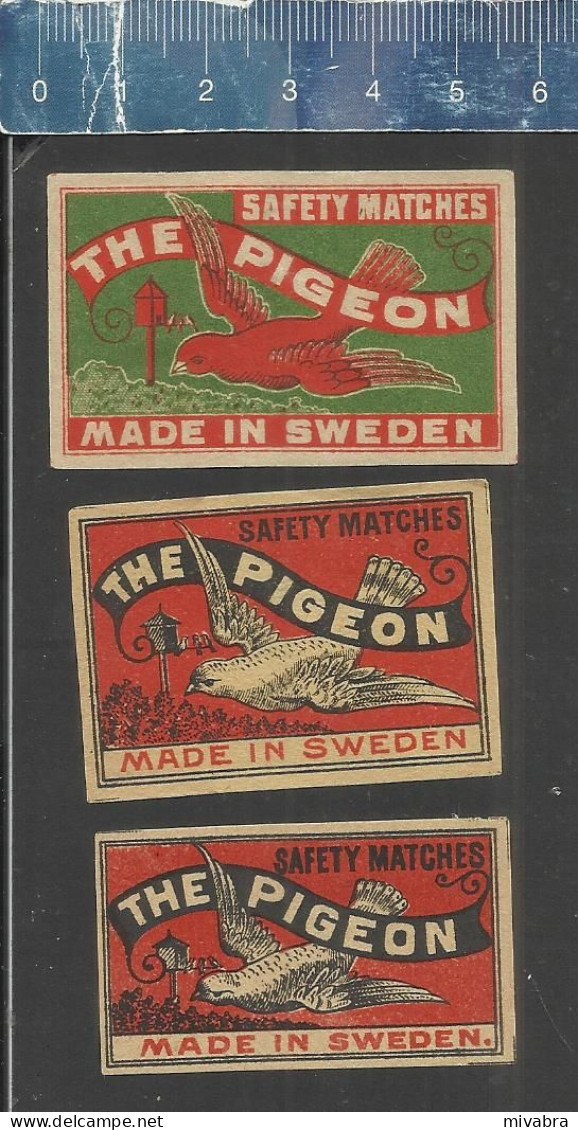 THE PIGEON SAFETY MATCHES(PIGEONS - TAUBEN - DUIVEN PALOMA ) OLD  EXPORT MATCHBOX LABELS MADE IN SWEDEN - Boites D'allumettes - Etiquettes