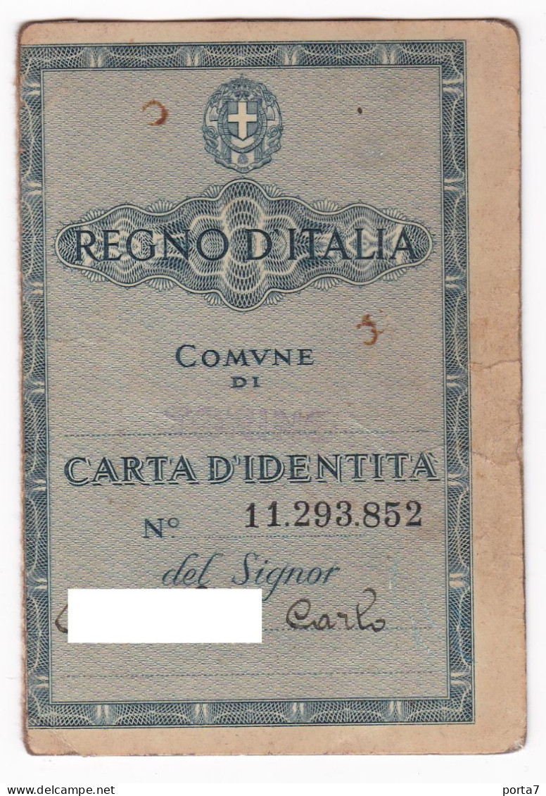 CARTA D'IDENTITA'  - REGNO D'ITALIA -  TORINO -  ORIGINALE 1944 - MARCA BOLLO - Ohne Zuordnung
