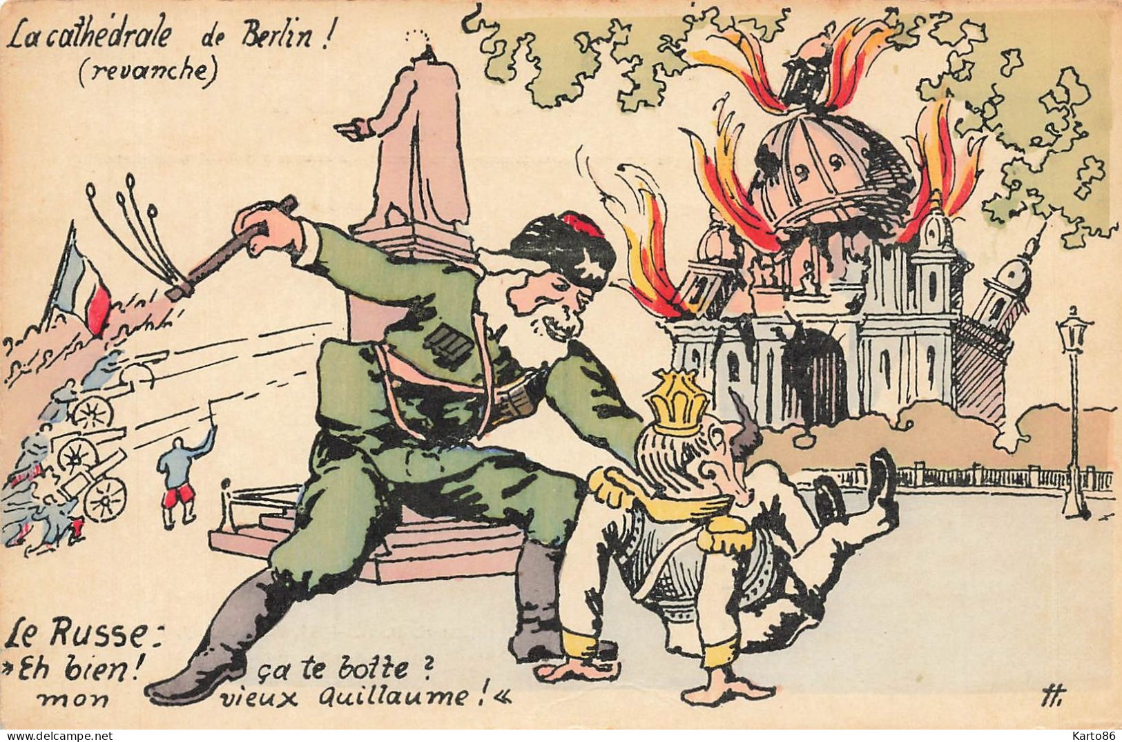 Ww1 Guerre 14/18 War * CPA Illustrateur Satirique * Le Russe ( Russia Russie ) La Cathédrale De Berlin , Revanche ! - War 1914-18