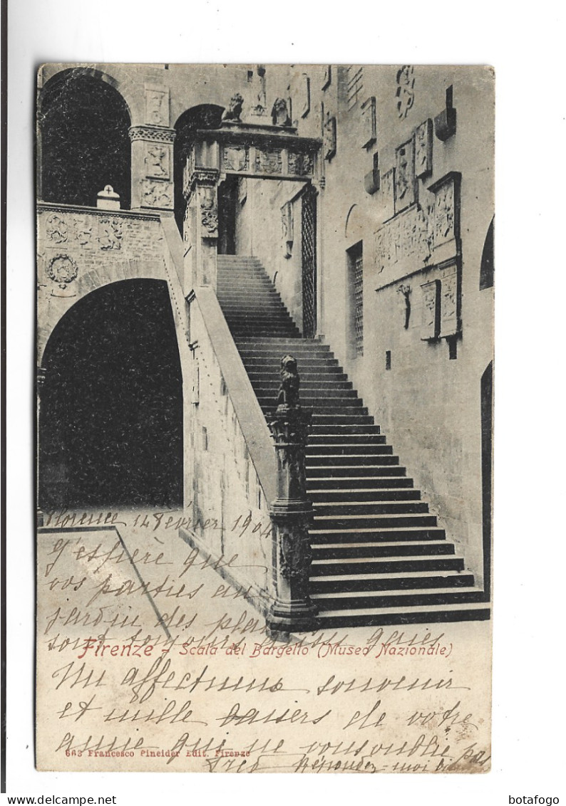 CPA FIRENZE, SCALA DEL BARGELLO En 1904! (voir Timbre) - Firenze