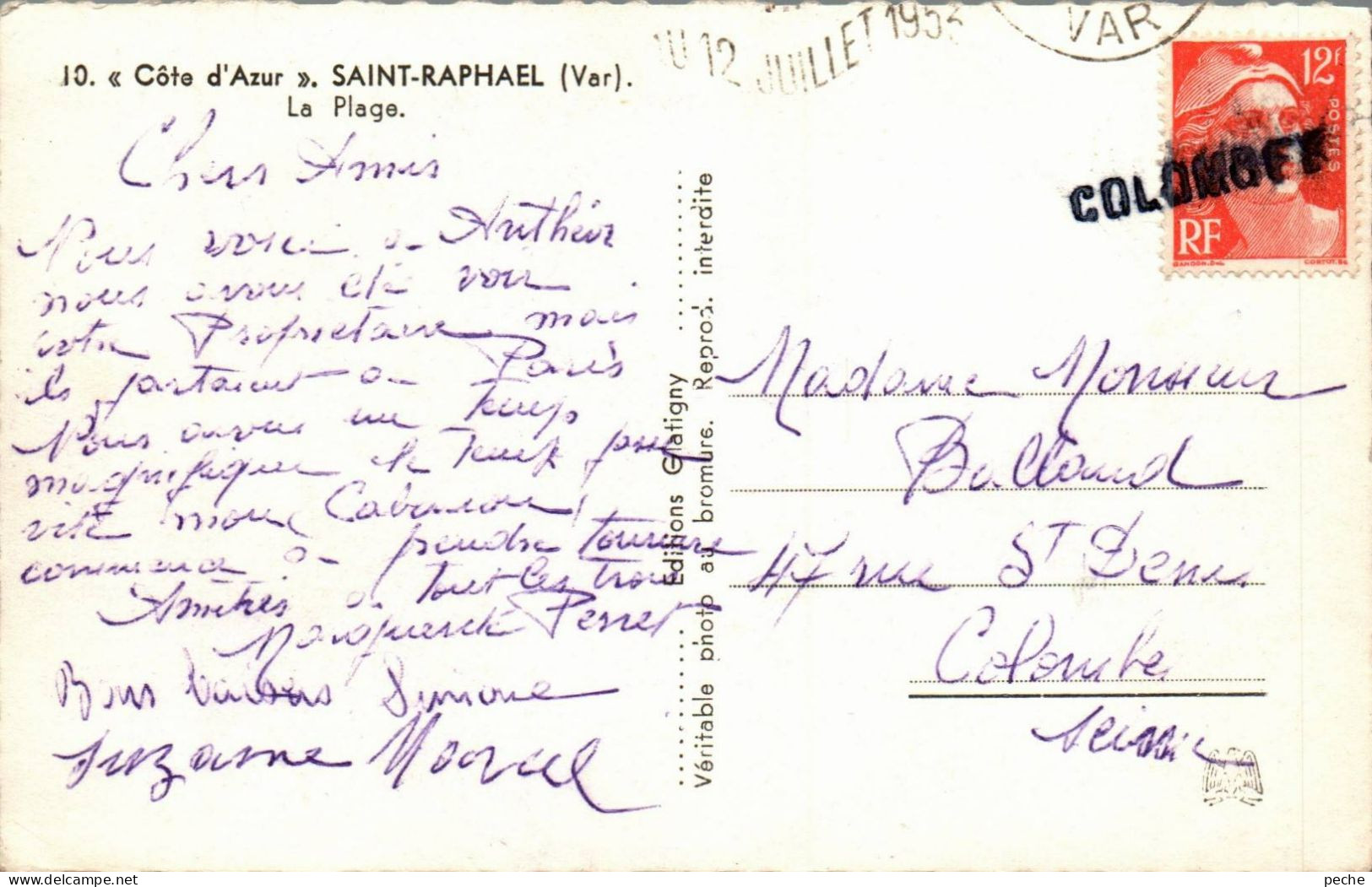 N°1361 W -cachet Manuel -Colombes- - Manual Postmarks