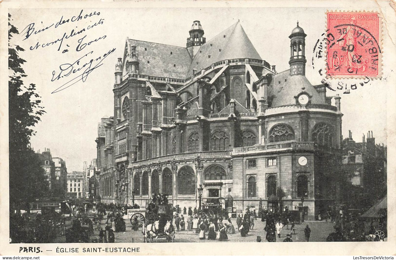 FRANCE - Paris - Vue Générale De L'église Saint Eustache - Animé  - Carte Postale Ancienne - Kerken