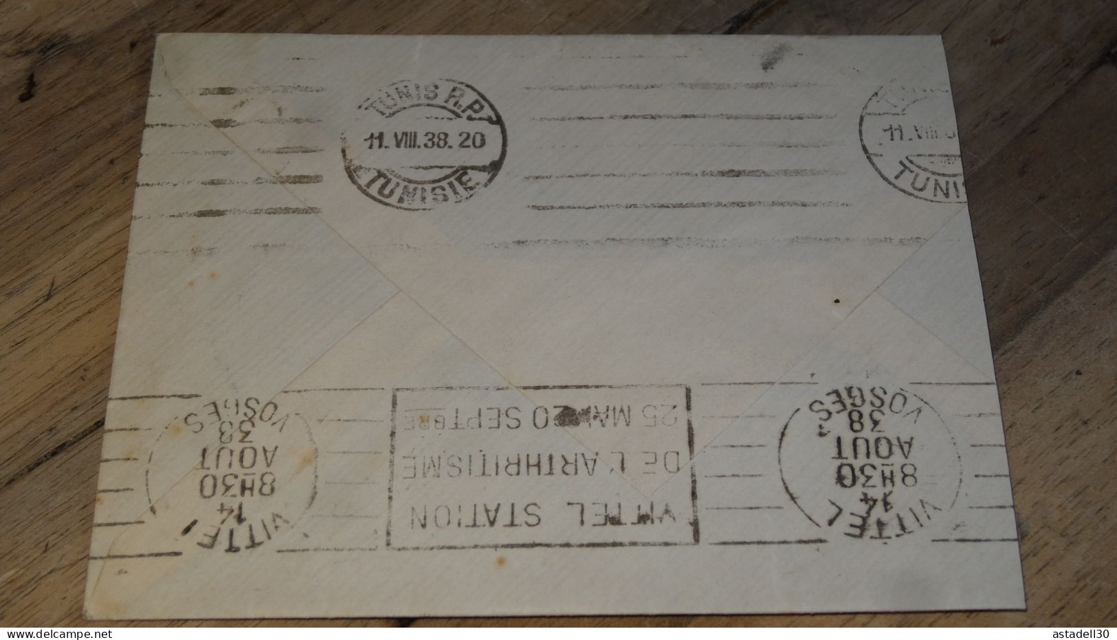 Enveloppe TUNISIE, Avion, 1938 ......... ..... 240424 ....... CL-12-1 - Cartas & Documentos