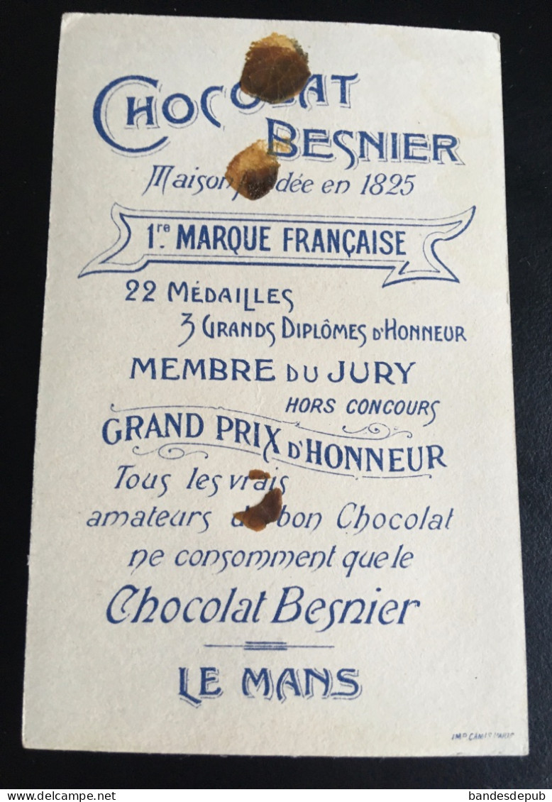 Chocolat Besnier Chromo Illustrateur Guillaume Couple Repas Tonnelle Aubergiste Tire Bouchon Camis - Other & Unclassified