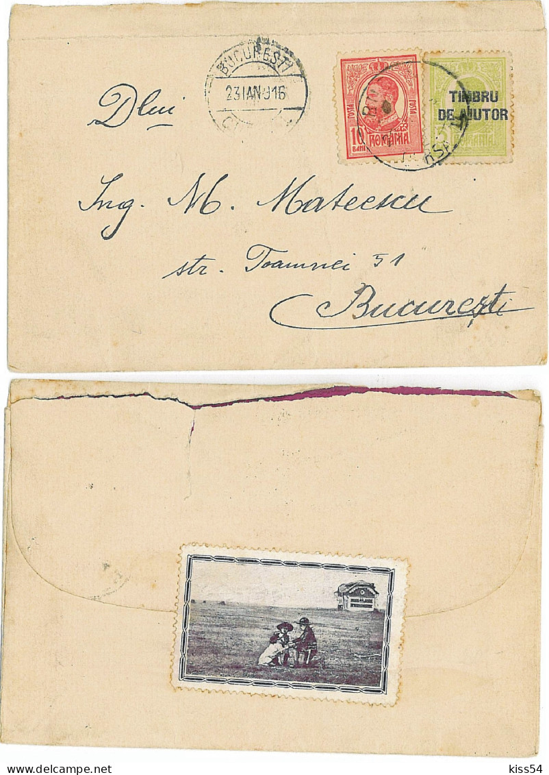 CIP 22 - 266b Scout Vignette BUCURESTI, Romania - Cover - Used - 1916 - Lettres & Documents