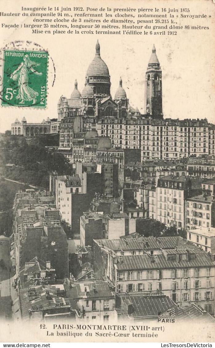 FRANCE - Paris Montmartre - Vue Sur La Basilique Du Sacré Coeur Terminée - Carte Postale Ancienne - Chiese
