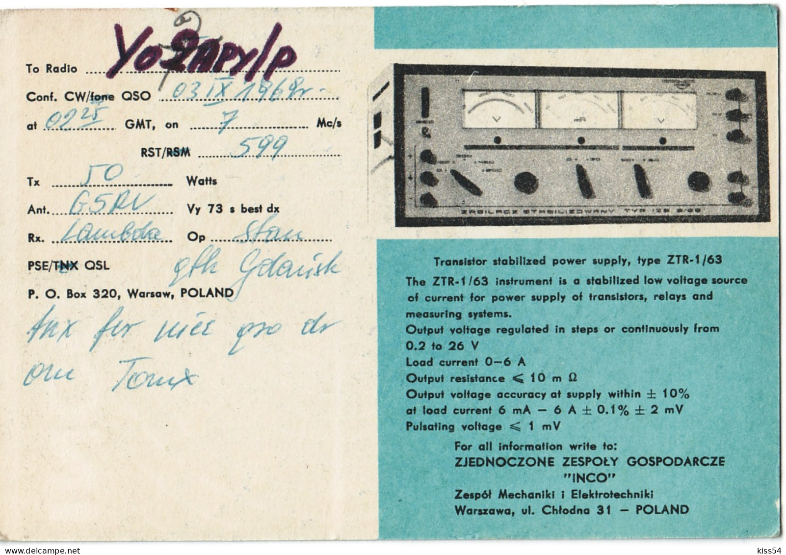 Q 41 - 320-a POLAND - 1969 - Radio Amateur
