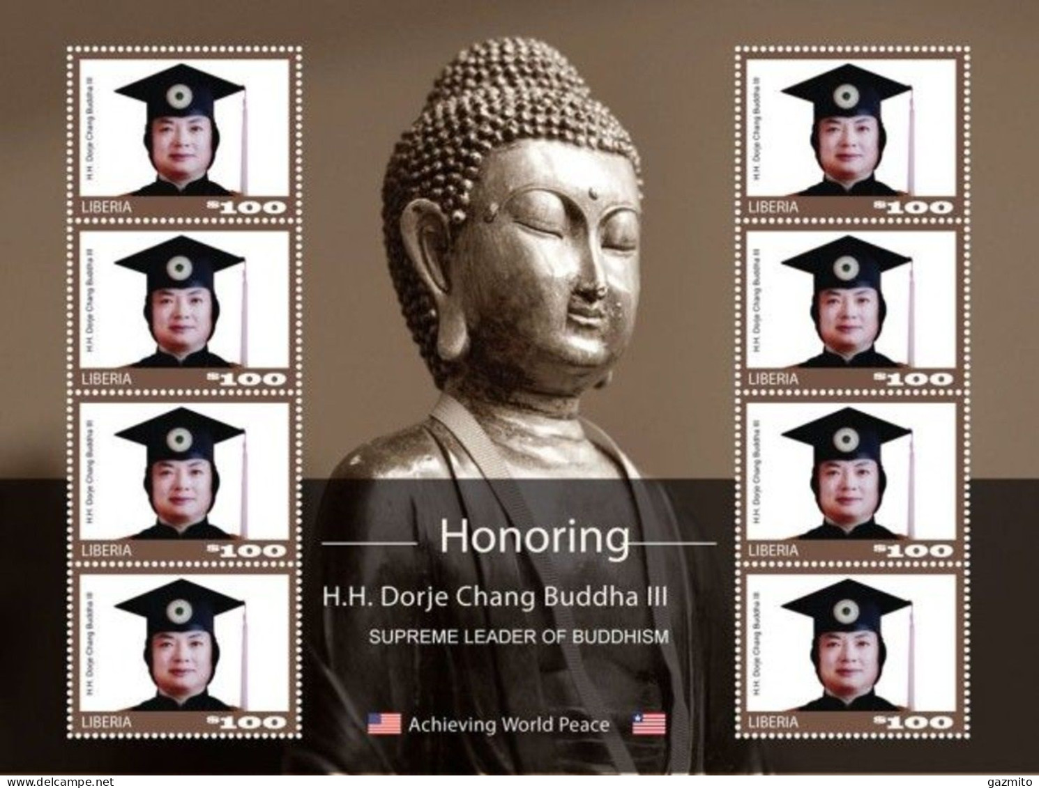 Liberia 2020, His Holiness Dorje Chang Buddha III, Joint With Djibouti, Centrafrica, Sierra L., Sheetlet - Gezamelijke Uitgaven