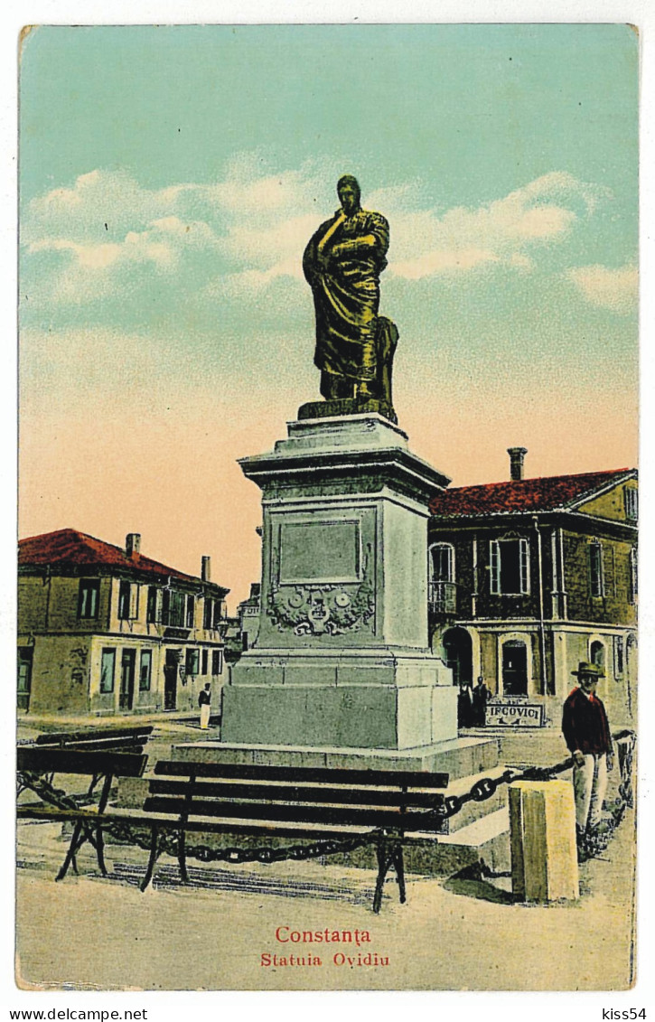 RO 83 - 5538 CONSTANTA, Statuia Lui OVIDIU, Butic Evreiesc IFCOVICI - Old Postcard - Unused - Romania