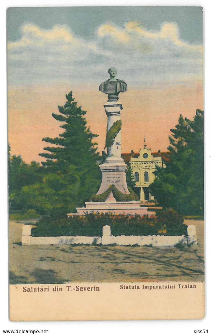 RO 83 - 12687 TURNU-SEVERIN, Traian Statue, Romania - Old Postcard - Used - 1936 - Romania