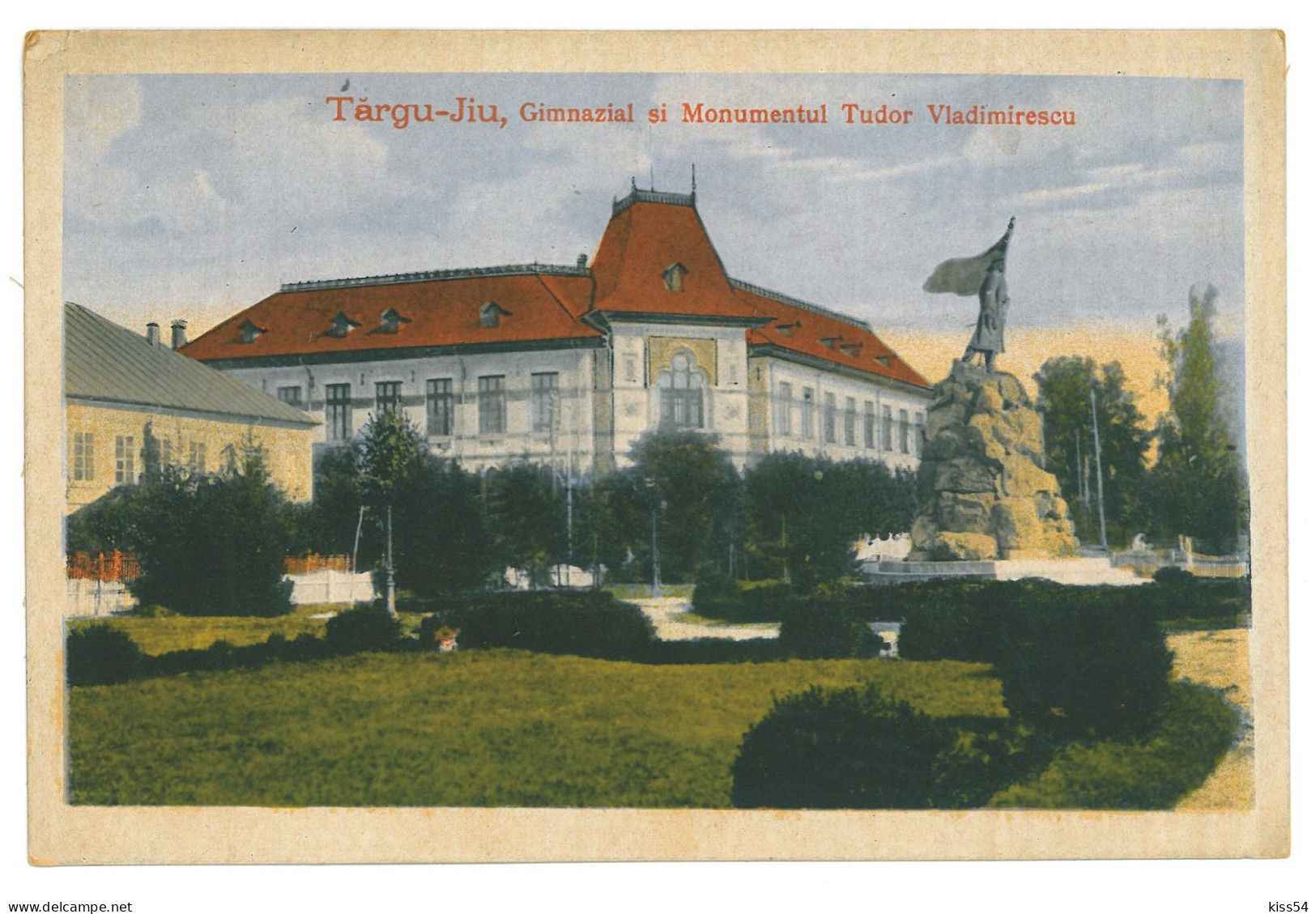 RO 83 - 20551 TARGU-JIU, School, Statue, Romania - Old Postcard - Used - 1917 - Roemenië