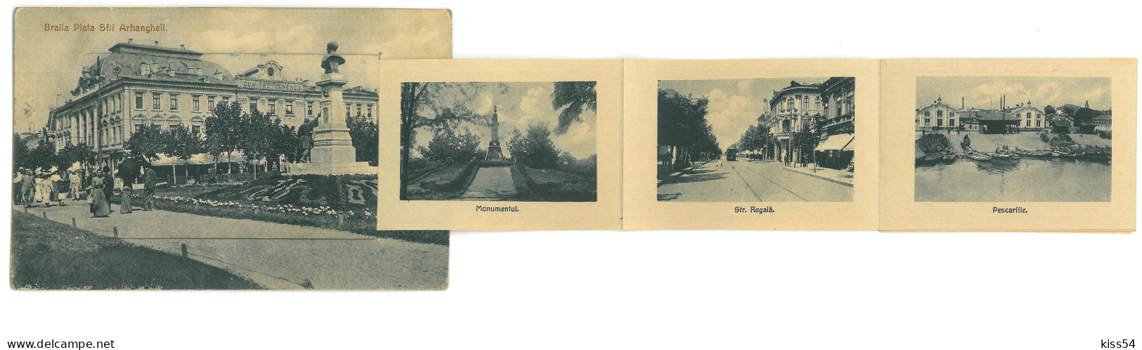 RO 83 - 22758 BRAILA, Leporello, Park, Traian Statue, Romania - Old Postcard +10 Mini Photocards - Used - 1913 - Rumänien