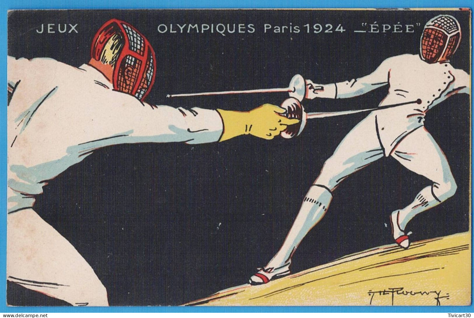 CPA JEUX OLYMPIQUES PARIS 1924 - EPEE - ILLUSTRATEUR ROOWEY - COLLECTION KOLARSINE ET SOLUTION PAUTAUBERGE - Juegos Olímpicos