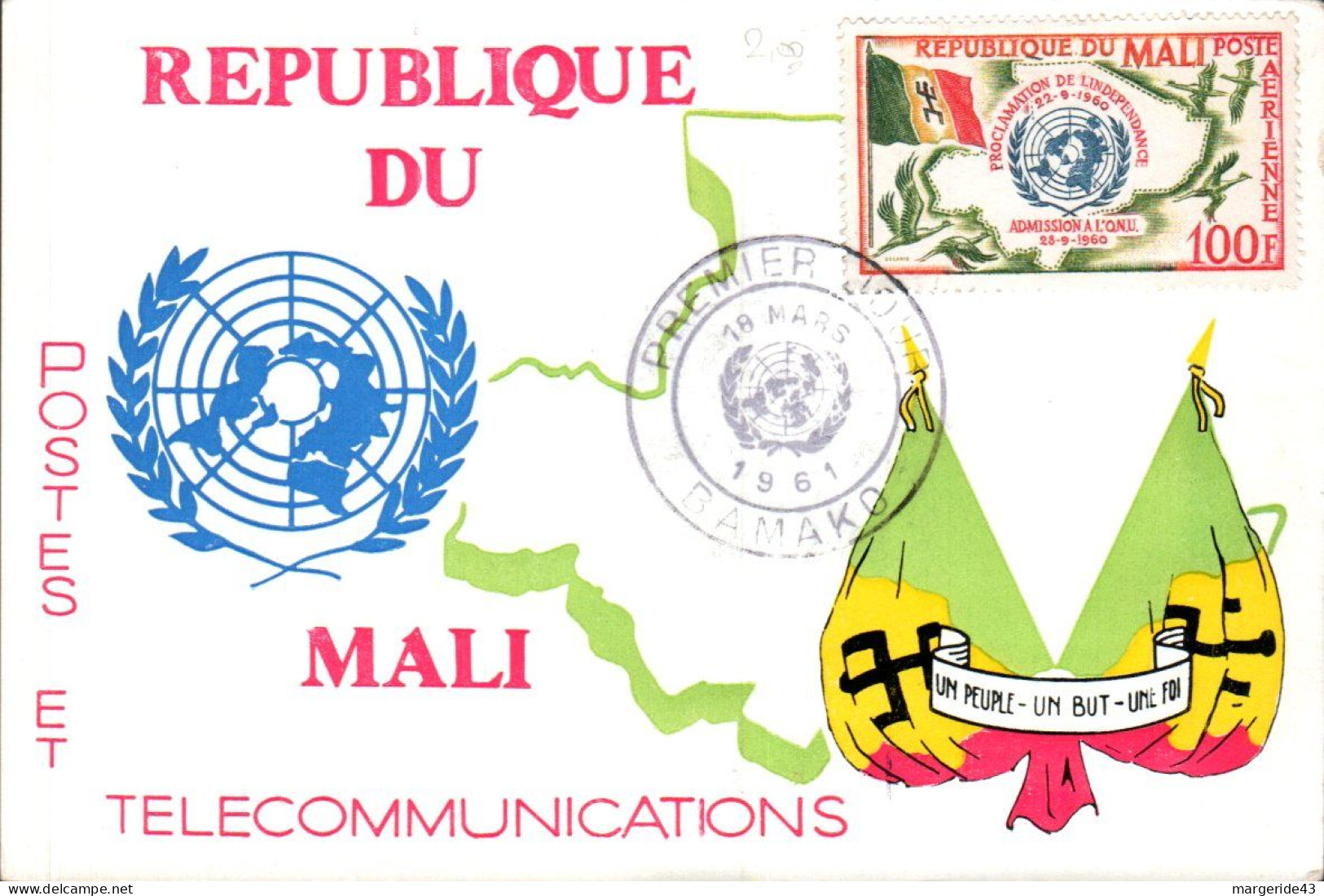 MALI CARTE MAXIMUM 1961 PROCLAMATION INDEPENDANCE - Mali (1959-...)