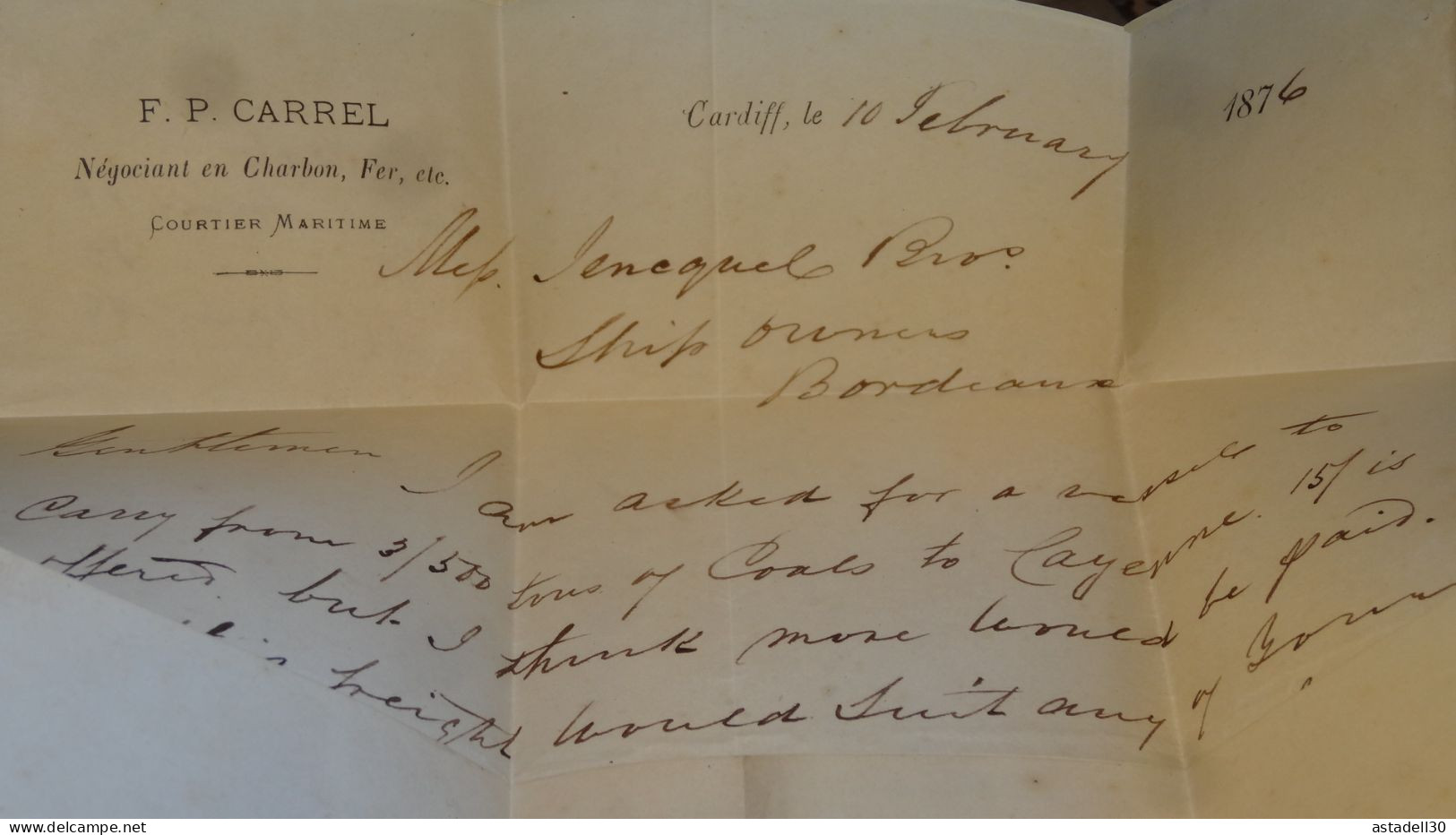 Lettre De Cardiff - 1876 ......... ..... 240424 ....... CL-12-3 - Andere & Zonder Classificatie