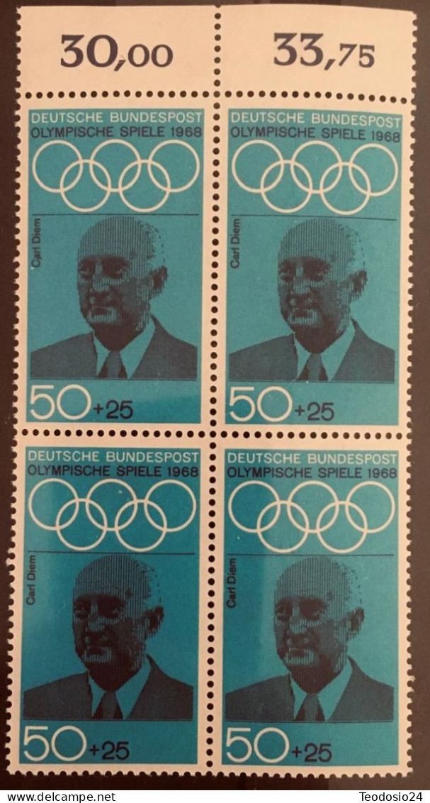 ALEMANIA FEDERAL 1968 YT  430 ** Bl4 - Unused Stamps
