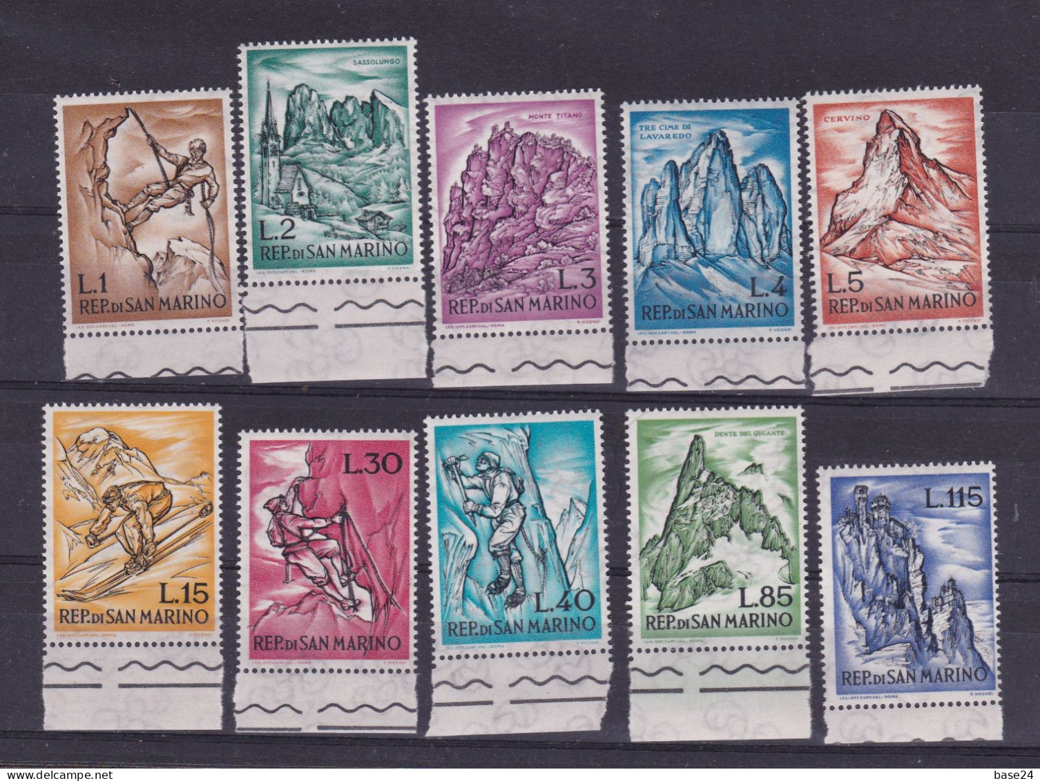 1962 San Marino Saint Marin MONTAGNA, SPORT INVERNALI Serie Di 10 Valori MNH** MOUNTAIN, WINTER SPORTS - Ongebruikt