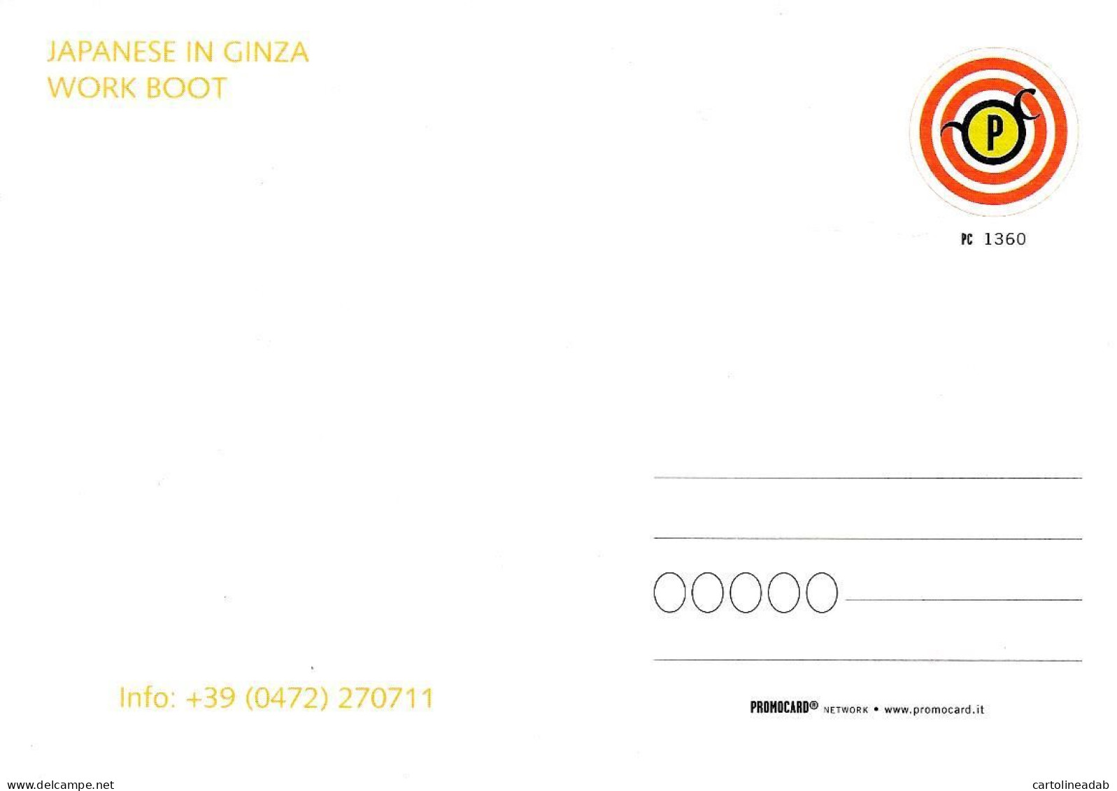 [MD9572] CPM - CAT JAPANESE IN GINZA WORK BOOT - PROMOCARD 1360 - PERFETTA - Non Viaggiata - Advertising