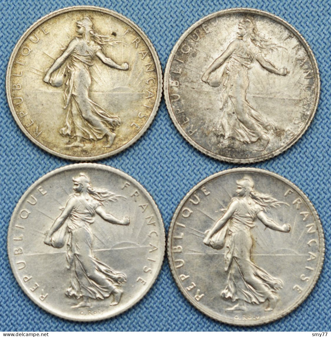 France • Lot 4x • 1 Franc Semeuse — 1913 — 1914 — 1915 — 1916 • [24-708] - 1 Franc