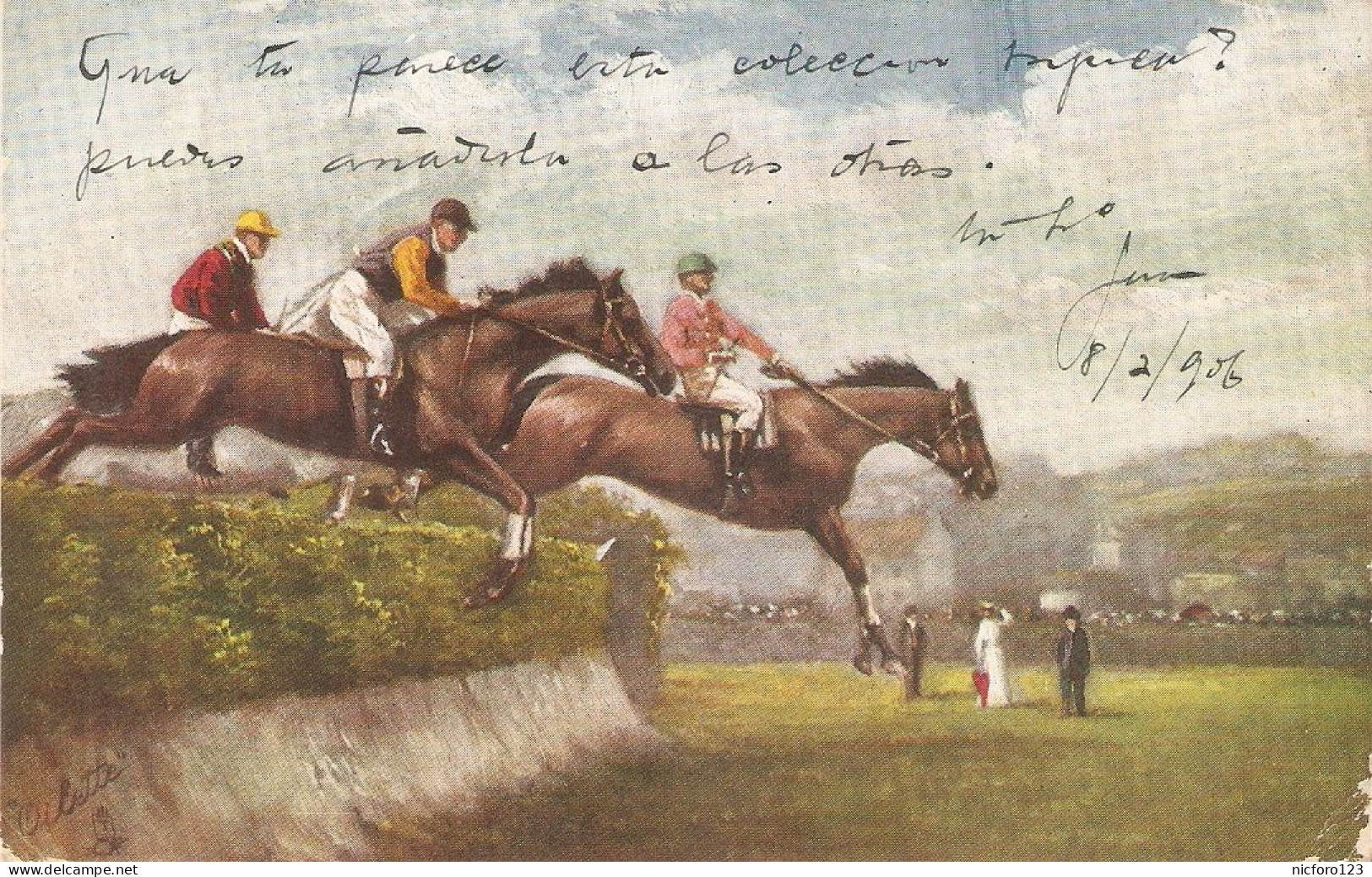 "Horses. Steeplechasing" Lot Of Three (3)Tuck Oilette Postcards No.9118 - Horses