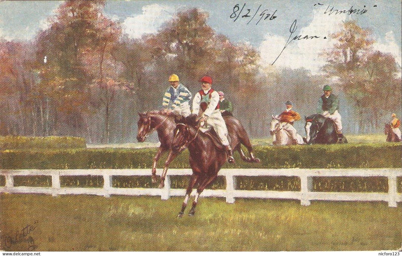 "Horses. Steeplechasing" Lot Of Three (3)Tuck Oilette Postcards No.9118 - Horses