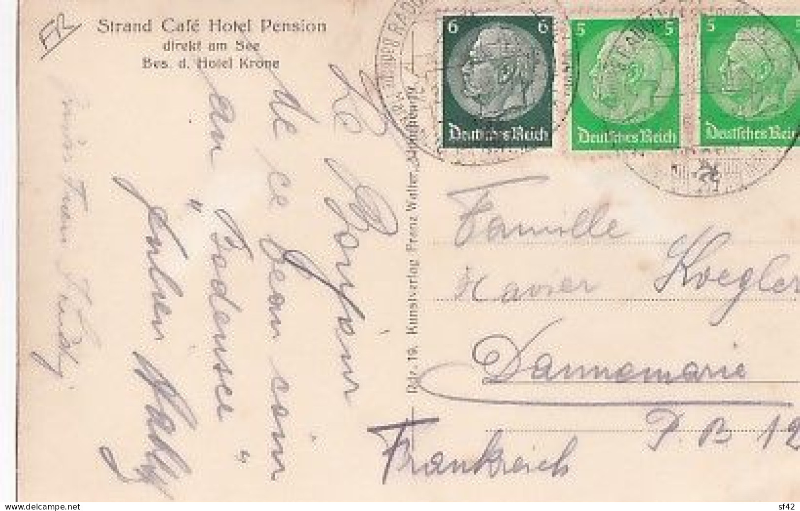 STRAND CAFE HOTEL PENSION       TIMBRES + CACHET - Timmendorfer Strand