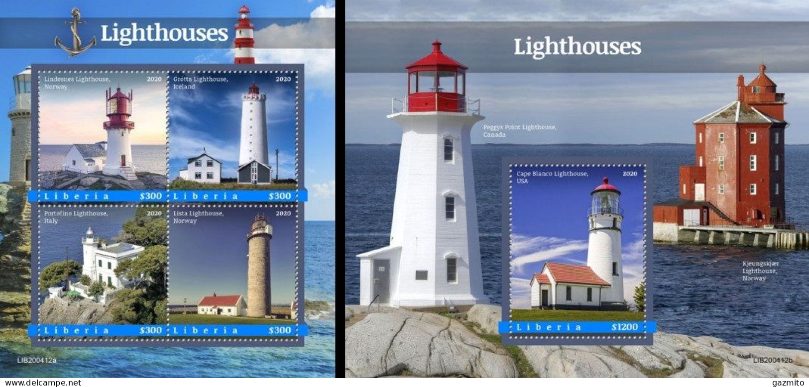 Liberia 2020, Lighthouse I, 4val In BF +BF - Leuchttürme