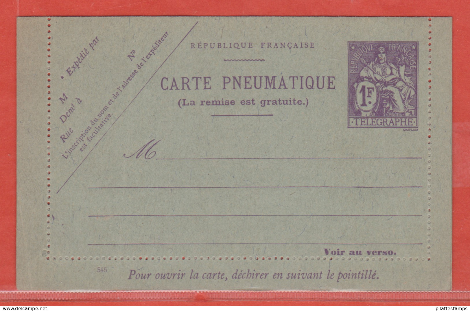 France Entier Postal 2601 CLPP Type Chaplain - Andere & Zonder Classificatie