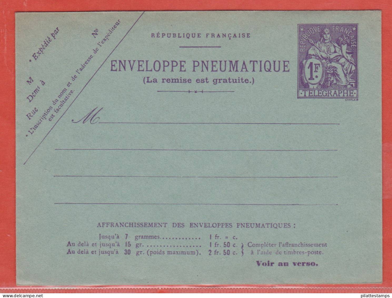 France Entier Postal 2775 EPP Type Chaplain - Sonstige & Ohne Zuordnung