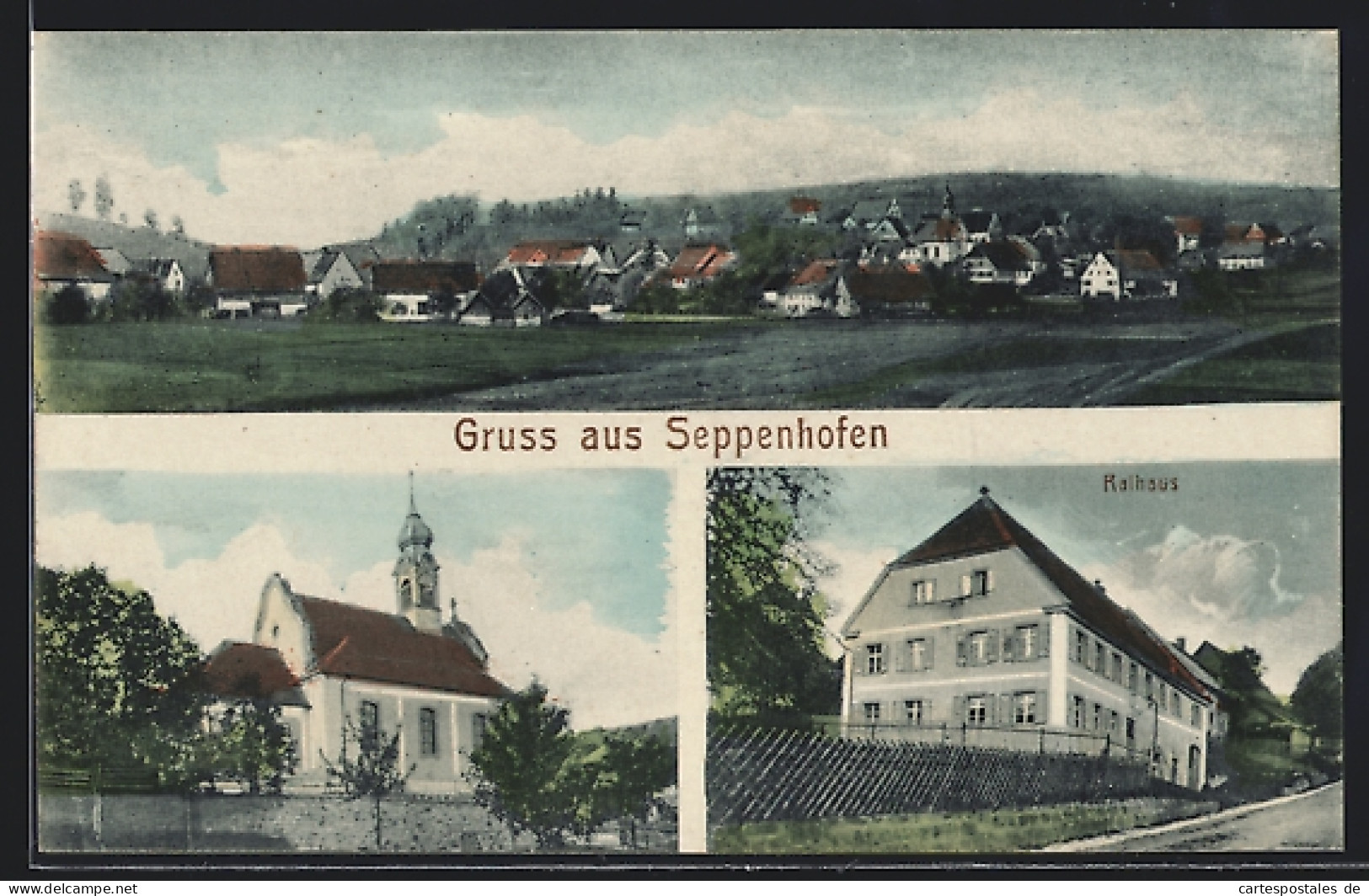 AK Seppenhofen, Rathaus, Kirche & Ortsansicht  - Autres & Non Classés