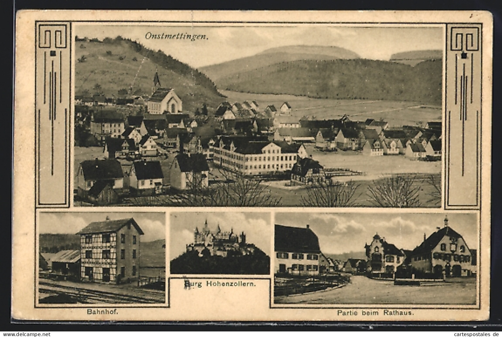 AK Onstmettingen, Burg Hohenzollern, Rathaus, Bahnhof  - Autres & Non Classés