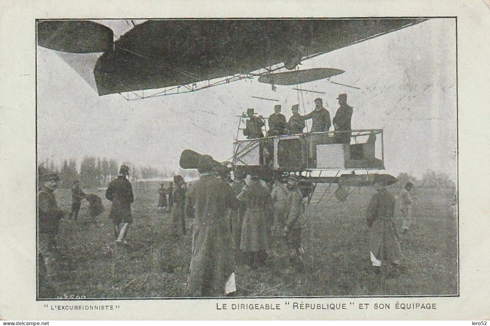 LE DIRIGEABLE REPUBLIQUE ET SONEQUIPAGE ANNO 1909 FORMATO PICCOLO VIAGGIATA - Luchtschepen