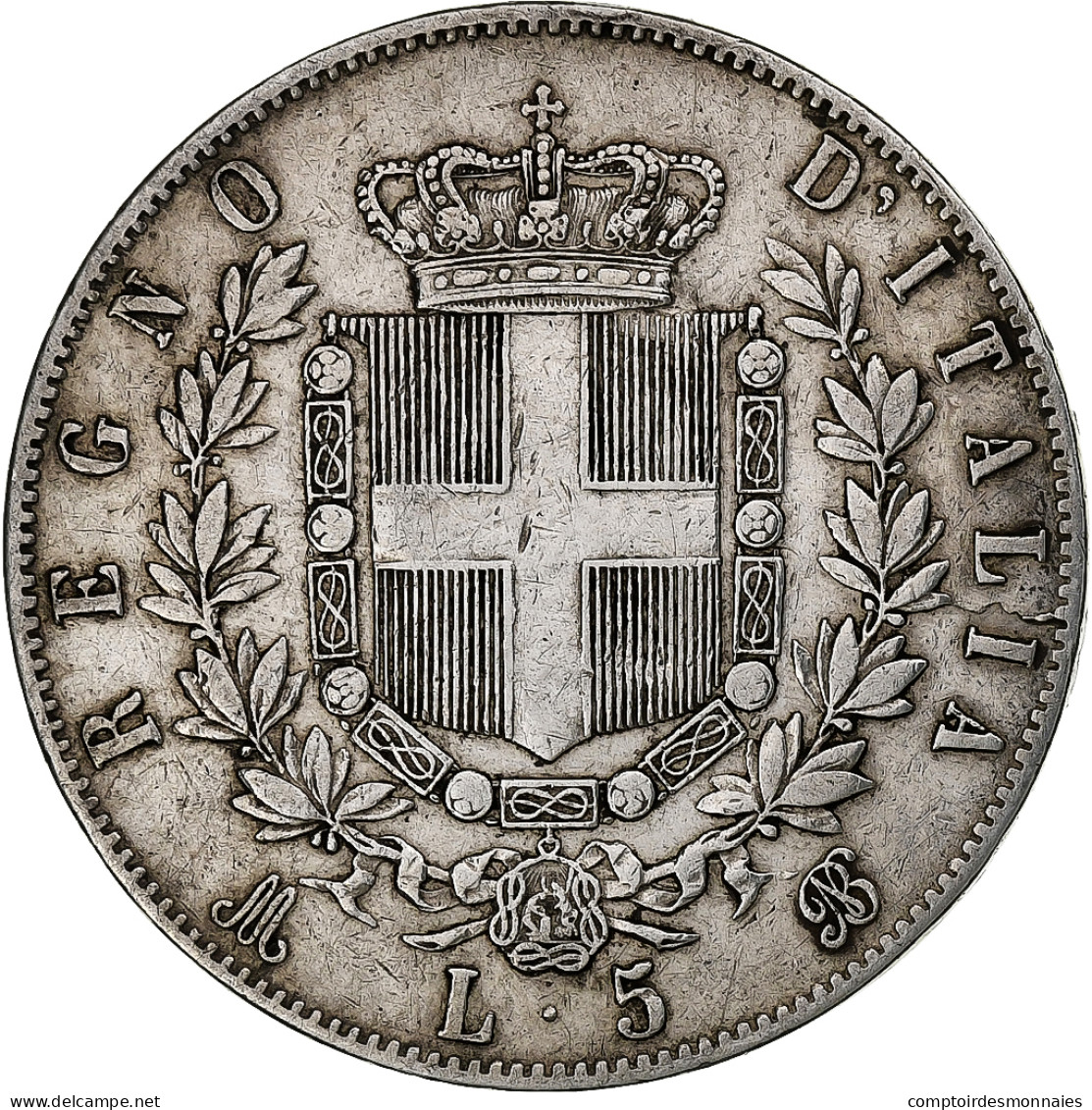 Italie, Vittorio Emanuele II, 5 Lire, 1871, Milan, Argent, TB+, KM:8.3 - 1861-1878 : Victor Emmanuel II.
