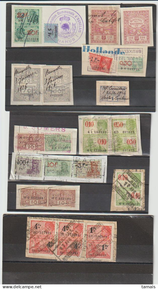 Belgique Lot De 21 Timbres Fiscaux Oblitérés Sur Fragment (lot 6a) - Postzegels