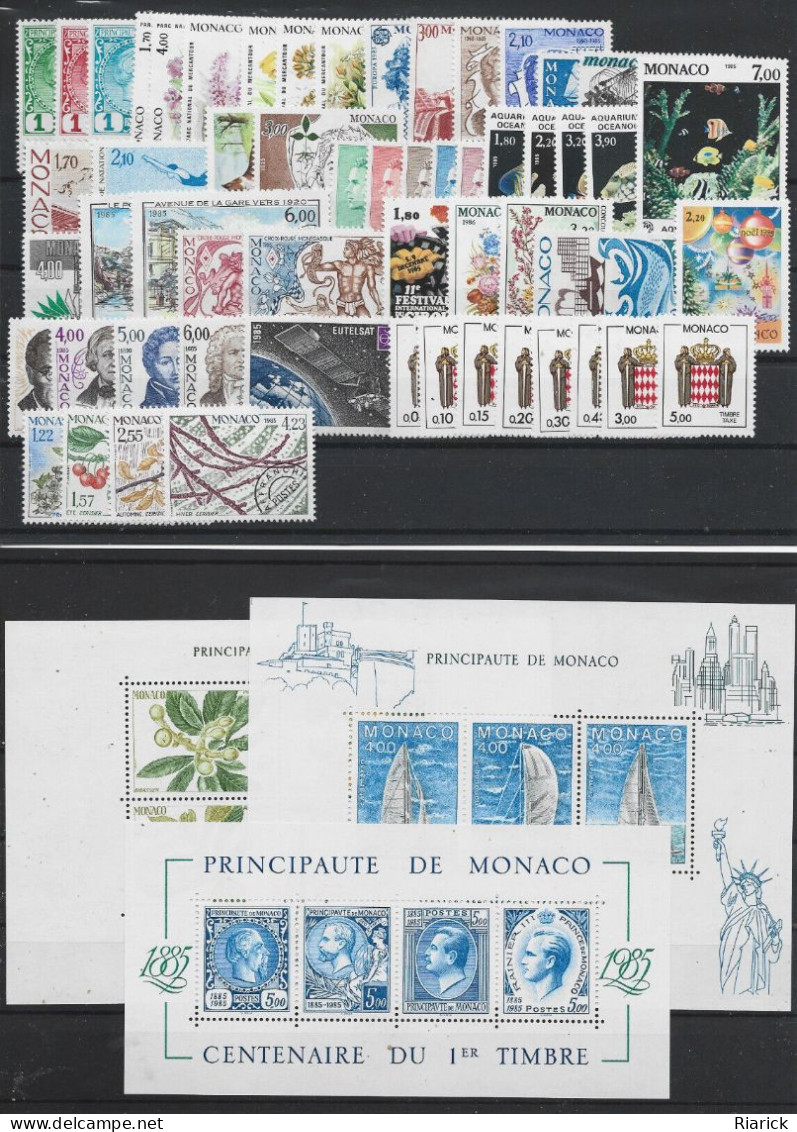 MONACO ANNEE COMPLETE 1985 MNH Neufs** - BF - TAXES - PREO - Full Years