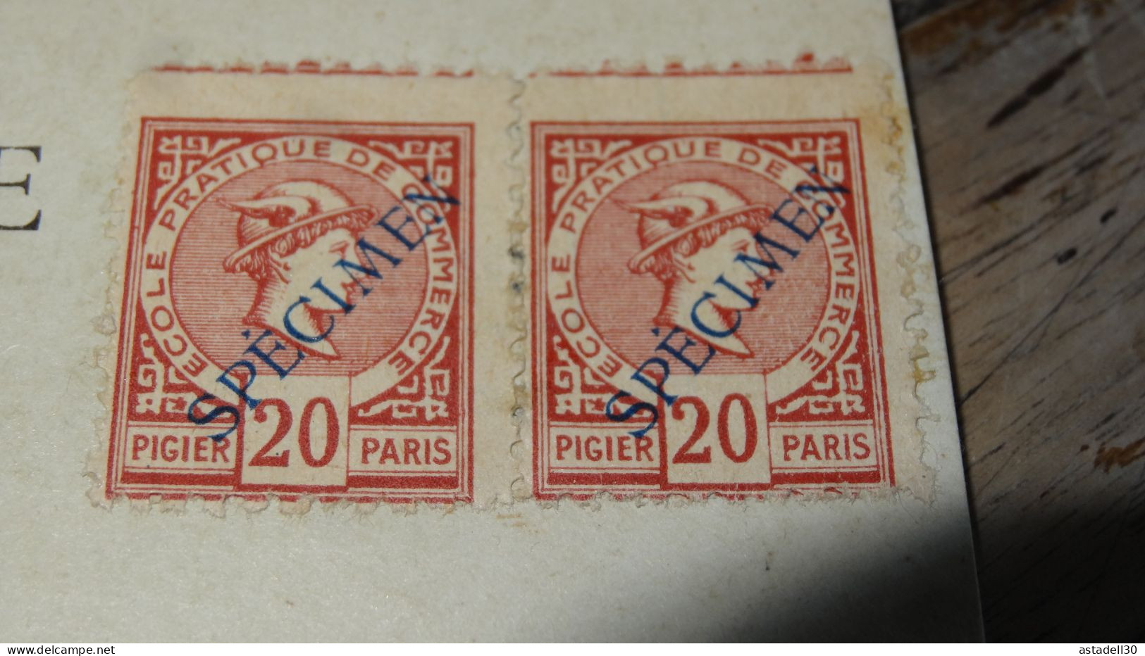 Carte Postale Fictif, Specimen, Ecole Commerce, Paire De 20c - 1934 ......... ..... 240424 ....... CL-12-10 - Phantomausgaben