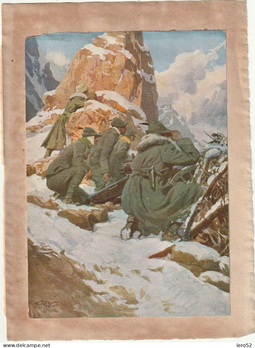 WW 1 ALPINI ARTIGLIERI IN POSTAZIONE IN ALTA MONTAGNA BELTRAME ILLUSTRATORE - War 1914-18