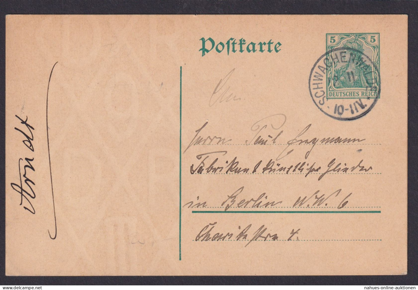 Schwachenwalde Brandenburg Deutsches Reich Ganzsache N. Berlin - Lettres & Documents
