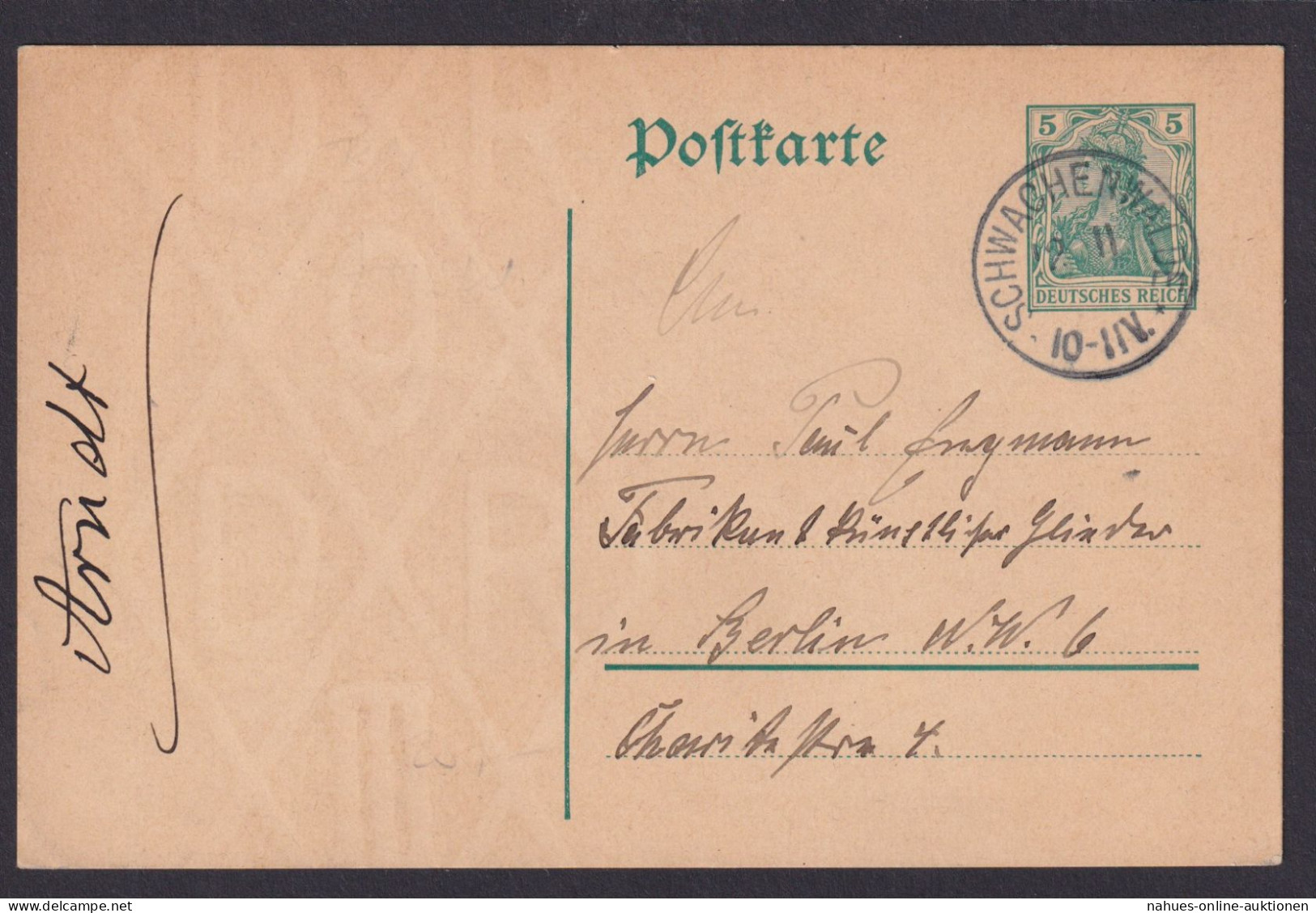 Schwachenwalde Brandenburg Deutsches Reich Ganzsache N. Berlin - Cartas & Documentos