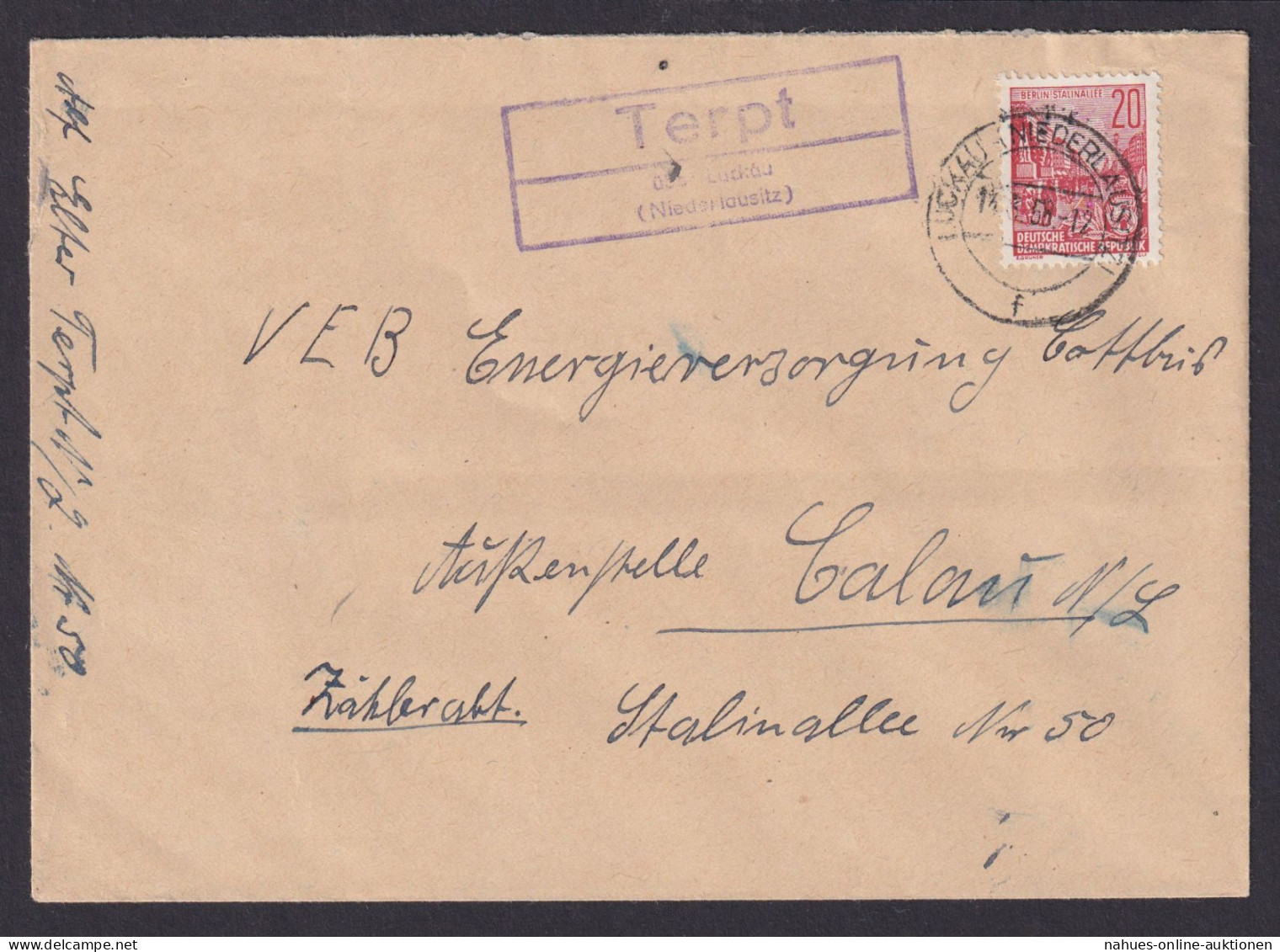 Terptüber Luckau Niederlausitz Brandenburg DDR Brief Landpoststempel N.Calau - Briefe U. Dokumente
