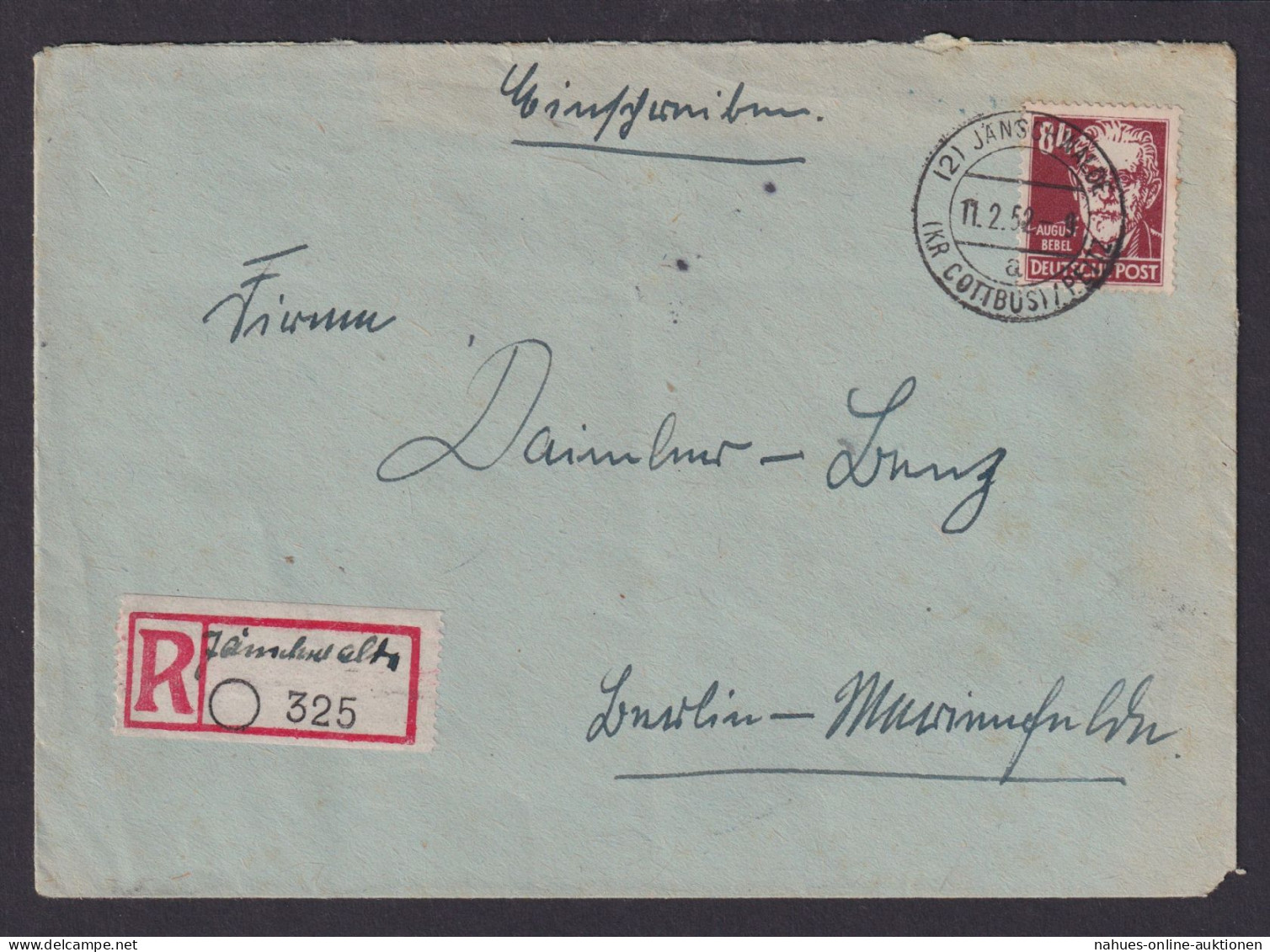 Jänschwalde Kreis Cottbus Peitz Brandenburg DDR R Brief N. Berlin Marienfeld - Cartas & Documentos
