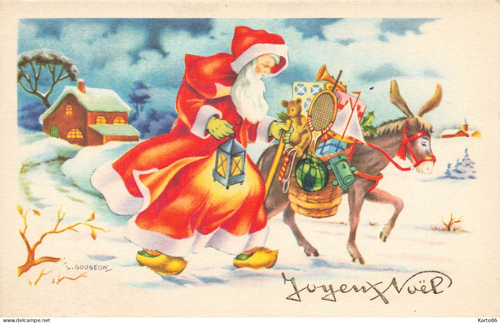 Santa Claus * CPA Illustrateur GOUGEON Gougeon * Père Noël St Nicolas * Enfants Jeux Jouets NOEL Ours Peluche Teddy Bear - Santa Claus