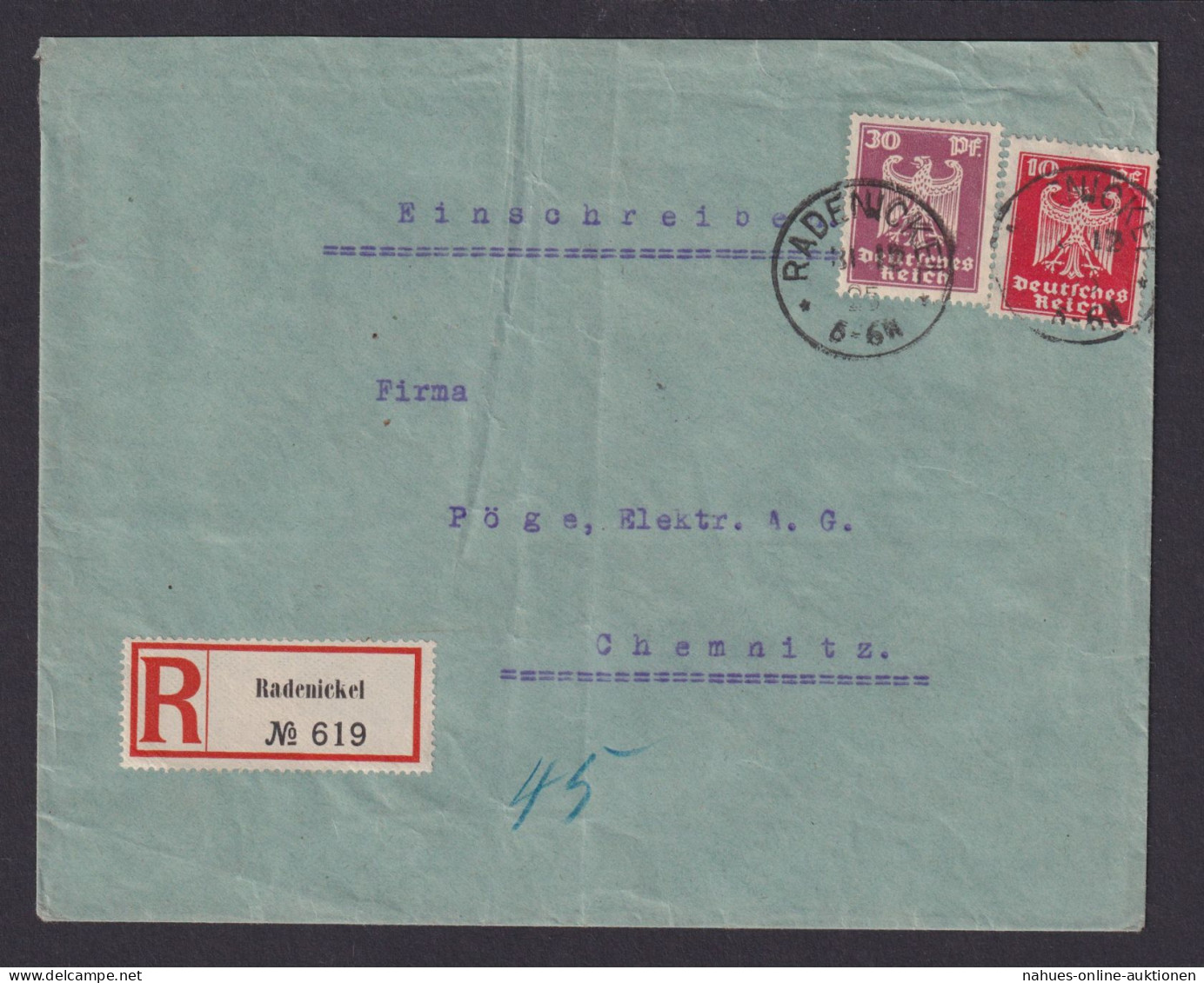 Radenickel R Brief Brandenburg Deutsches Reich Brief N. Chemnitz - Briefe U. Dokumente