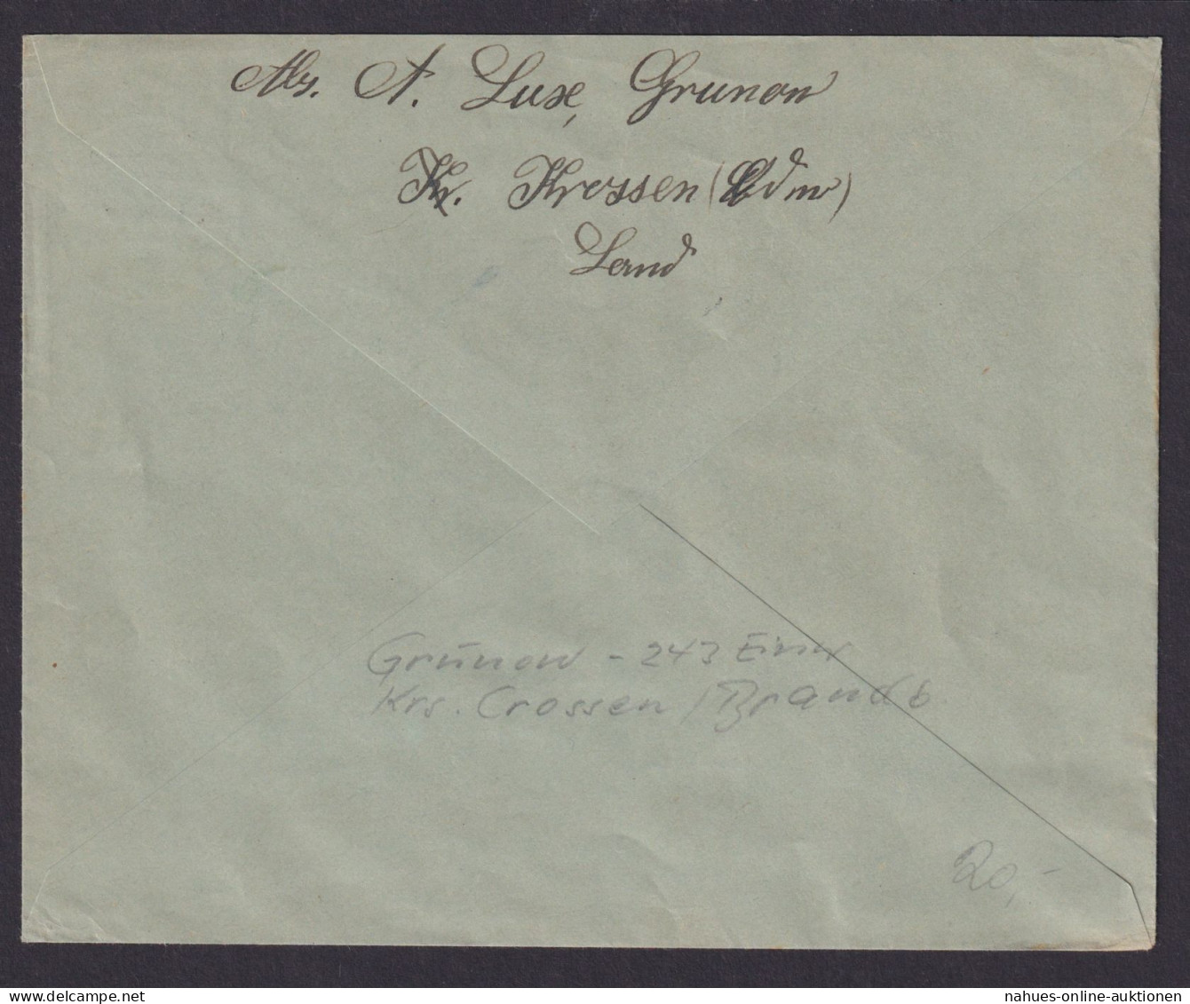 Krunow über Crossen Oder Brandenburg Deutsches Reich Brief Landposstempel - Covers & Documents